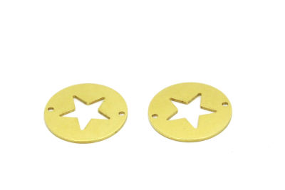 23 mm YILDIZ DESENLİ YUVARLAK PUL, HAM PİRİNÇ - 2