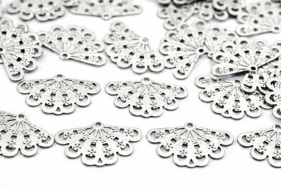 23x19 mm TAVUS KUŞU KANADI DESENLİ PUL, NİKEL KAPLAMA #464N - 1