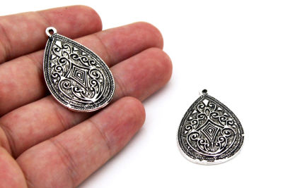 24x39 mm DESENLİ SALLANTI ZAMAK DÖKÜM, BOYALI GÜMÜŞ RENK - 2