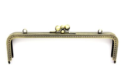 25 CM İKİ BÖLMELİ ÇANTA KULPU, ANTİK SARI RENK, KOD-29AS - 2