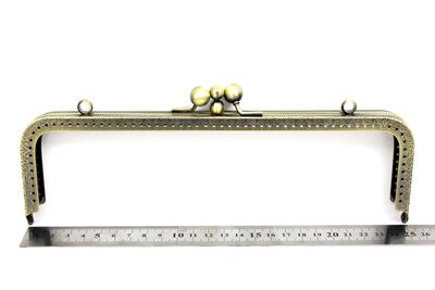 25 CM İKİ BÖLMELİ ÇANTA KULPU, ANTİK SARI RENK, KOD-29AS - 4
