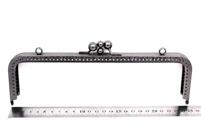 25 CM İKİ BÖLMELİ ÇANTA KULPU, SİYAH NİKEL RENK, KOD-29SN - 3