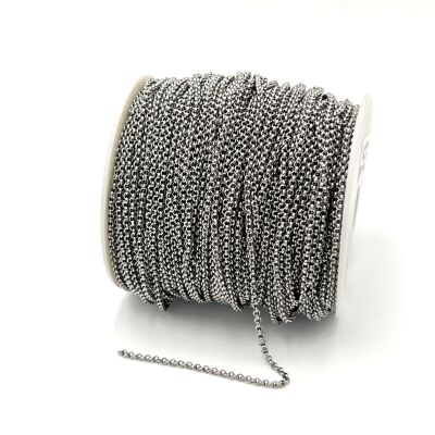 2.5 mm ÇELİK ZİNCİR, DOÇ ZİNCİR, GÜMÜŞ RENK, 1. KALİTE KARARMAZ - 2