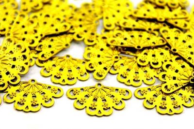 23x19 mm TAVUS KUŞU KANADI DESENLİ PUL, HAM PİRİNÇ #464H - 2