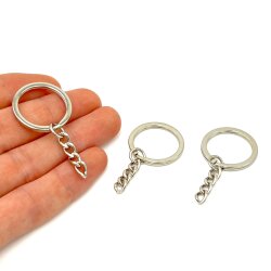 25 mm EZME ZİNCİRLİ ANAHTARLIK HALKASI, NİKEL KAPLAMA - ERTÜRK