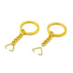 25 mm EZME ZİNCİRLİ ANAHTARLIK HALKASI VE ÜÇGEN(1.2 mm) TAKIM HALİNDE, SARI KAPLAMA - 2