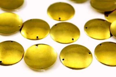 25 mm YUVARLAK BOMBELİ İKİ DELİK PUL, HAM PİRİNÇ #11H - 2