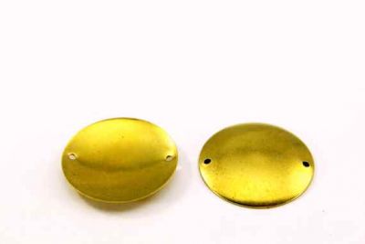 25 mm YUVARLAK BOMBELİ İKİ DELİK PUL, HAM PİRİNÇ #11H - 3
