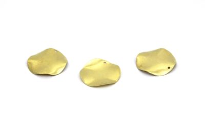25 mm YUVARLAK DALGALI YAN DELİK PUL, HAM PİRİNÇ #1390H - 2