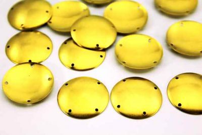 25 mm YUVARLAK BOMBELİ DÖRT DELİK PUL, HAM PİRİNÇ #5H - 2