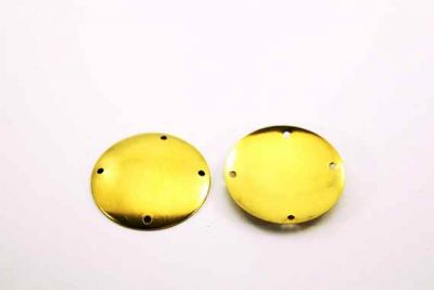 25 mm YUVARLAK BOMBELİ DÖRT DELİK PUL, HAM PİRİNÇ #5H - 3