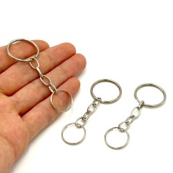 25 mm ZİNCİRLİ ANAHTARLIK HALKASI, 18 MM ÇİFT TURLU HALKA UÇ, NİKEL KAPLAMA - 2
