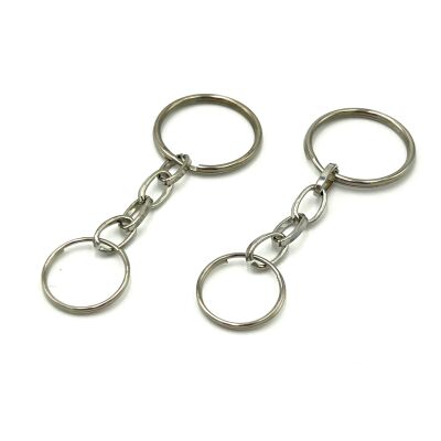 25 mm ZİNCİRLİ ANAHTARLIK HALKASI, 18 MM ÇİFT TURLU HALKA UÇ, NİKEL KAPLAMA - 1