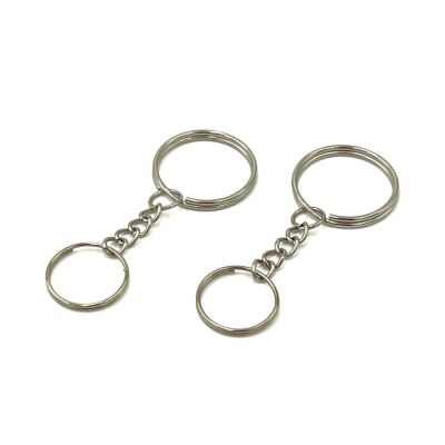 25 mm ZİNCİRLİ ANAHTARLIK HALKASI, 18 MM ÇİFT TURLU HALKA UÇ, NİKEL KAPLAMA - 1