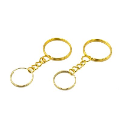 25 mm ZİNCİRLİ ANAHTARLIK HALKASI, 18 MM ÇİFT TURLU HALKA UÇ, SARI KAPLAMA - 2