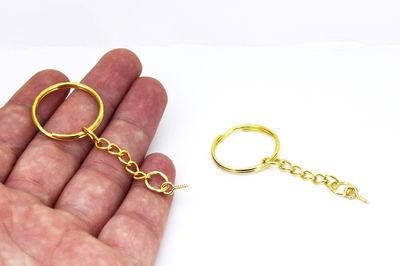 25 mm ZİNCİRLİ ANAHTARLIK HALKASI VE 5x10 mm HALKALI VİDA SETİ, SARI KAPLAMA - 2