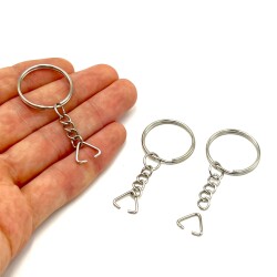 25 mm ZİNCİRLİ ANAHTARLIK HALKASI VE ÜÇGEN(1.2 mm) TAKIM HALİNDE NİKEL KAPLAMA - ERTÜRK