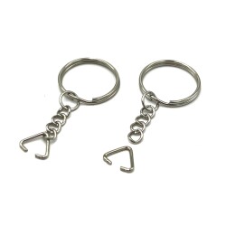 25 mm ZİNCİRLİ ANAHTARLIK HALKASI VE ÜÇGEN(1.2 mm) TAKIM HALİNDE NİKEL KAPLAMA - 2