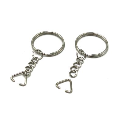 25 mm ZİNCİRLİ ANAHTARLIK HALKASI VE ÜÇGEN(1.2 mm) TAKIM HALİNDE NİKEL KAPLAMA - 2