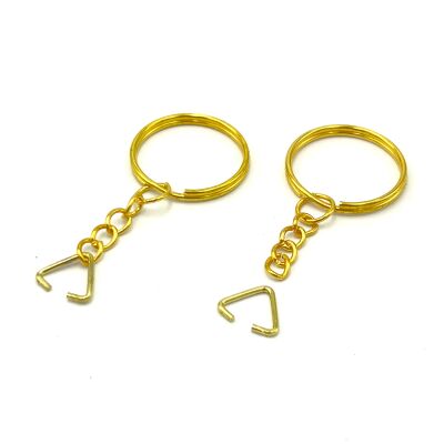 25 mm ZİNCİRLİ ANAHTARLIK HALKASI VE ÜÇGEN(1.2 mm) TAKIM HALİNDE SARI KAPLAMA - 2