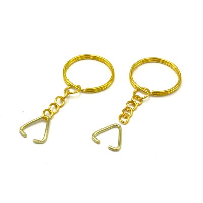 25 mm ZİNCİRLİ ANAHTARLIK HALKASI VE ÜÇGEN(1.5 mm) TAKIM HALİNDE SARI KAPLAMA - 2