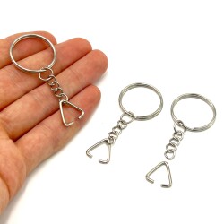 25 mm ZİNCİRLİ ANAHTARLIK HALKASI VE ÜÇGEN(1.5 mm) TAKIM HALİNDE NİKEL KAPLAMA - ERTÜRK