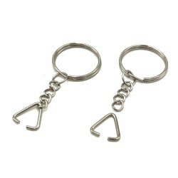 25 mm ZİNCİRLİ ANAHTARLIK HALKASI VE ÜÇGEN(1.5 mm) TAKIM HALİNDE NİKEL KAPLAMA - 2