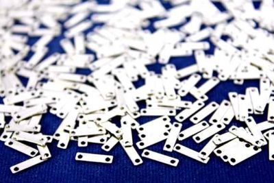 2,5x10 mm DİKDÖRTGEN İKİ DELİK PUL, NİKEL KAPLAMA, PRİNÇ #613N - 2
