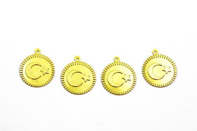 20 mm YUVARLAK AYYILDIZ MODEL PLASTİK PUL PAYET, ALTIN RENK - 2
