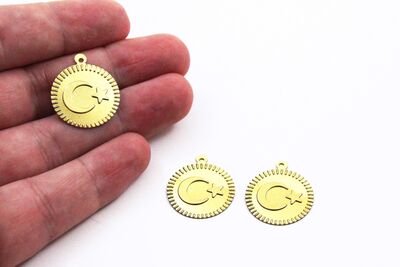 20 mm YUVARLAK AYYILDIZ MODEL PLASTİK PUL PAYET, ALTIN RENK - 3