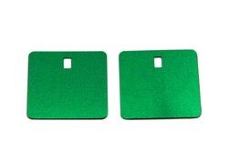 27.5x27.5 mm KARE MODEL PLASTİK PUL PAYET, PANO PULU, 2.6x4.3 mm DİKDÖRTGEN DELİK, KOYU YEŞİL RENK - Thumbnail