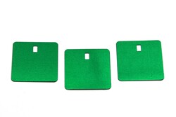 27.5x27.5 mm KARE MODEL PLASTİK PUL PAYET, PANO PULU, 2.6x4.3 mm DİKDÖRTGEN DELİK, KOYU YEŞİL RENK - Thumbnail