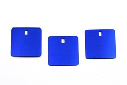 27.5x27.5 mm KARE MODEL PLASTİK PUL PAYET, PANO PULU, 2.6x4.3 mm DİKDÖRTGEN DELİK, MAVİ RENK - Thumbnail