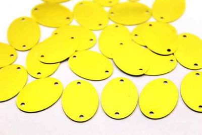 14x18 mm OVAL DESENLİ İKİ DELİK PUL, HAM PİRİNÇ #591H - 2