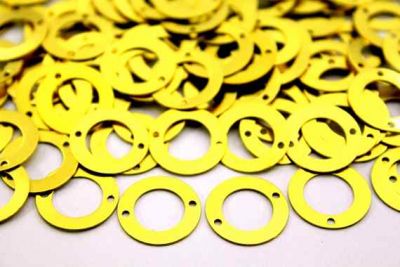 16 mm YUVARLAK DESENLİ İKİ DELİK PUL, HAM PİRİNÇ #583H - 2