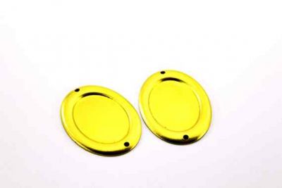 27x37 mm OVAL DESENLİ İKİ DELİK PUL, HAM PİRİNÇ #598H - 2