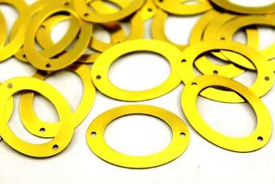 23x32 mm OVAL DESENLİ İKİ DELİK PUL, HAM PİRİNÇ #600H - 2