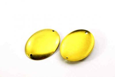 27x37 mm OVAL DESENLİ İKİ DELİK BOMBELİ PUL, HAM PİRİNÇ #595H - 2