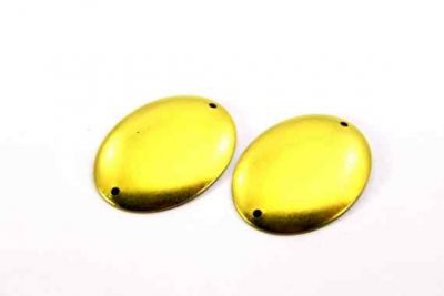 27x37 mm OVAL DESENLİ İKİ DELİK BOMBELİ PUL, HAM PİRİNÇ #595H - 3