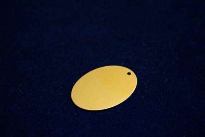 23x32 mm OVAL DESENLİ TEK DELİK PUL, HAM PİRİNÇ #1049H - 3