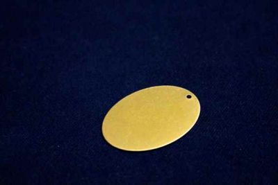 27x37 mm OVAL DESENLİ TEK DELİK PUL, HAM PİRİNÇ #1048H - 3