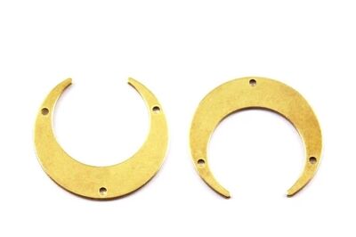 28x30 mm AY DESENLİ PUL, HAM PİRİNÇ #1680-3DELİK-H - 2