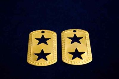 28x51 mm YILDIZ DESENLİ KÜNYE PUL, HAM PİRİNÇ #947H - 2