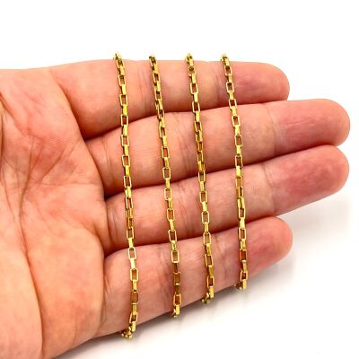 2x4 mm ÇELİK ZİNCİR, KUTU ZİNCİR, GOLD RENK, 1. KALİTE KARARMAZ - 1