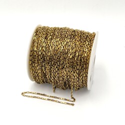 2x4 mm ÇELİK ZİNCİR, KUTU ZİNCİR, GOLD RENK, 1. KALİTE KARARMAZ - 2