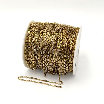 2x4 mm ÇELİK ZİNCİR, KUTU ZİNCİR, GOLD RENK, 1. KALİTE KARARMAZ - 2