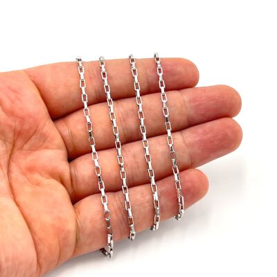 2x4 mm ÇELİK ZİNCİR, KUTU ZİNCİR, GÜMÜŞ RENK, 1. KALİTE KARARMAZ - 1