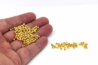 3 mm, METAL BONCUK, DEMİR MİSKET, SARI KAPLAMA - 3