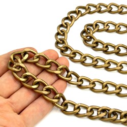 30 cm ALÜMİNYUM HAFİF HAZIR ÇANTA ZİNCİRİ, ANTİK SARI RENK ( KARARMAZ ) 1. KALİTE Z-10AS30 - 2