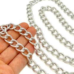 30 cm ALÜMİNYUM HAFİF HAZIR ÇANTA ZİNCİRİ, GÜMÜŞ RENK ( KARARMAZ ) 1. KALİTE Z-138G30 - 2